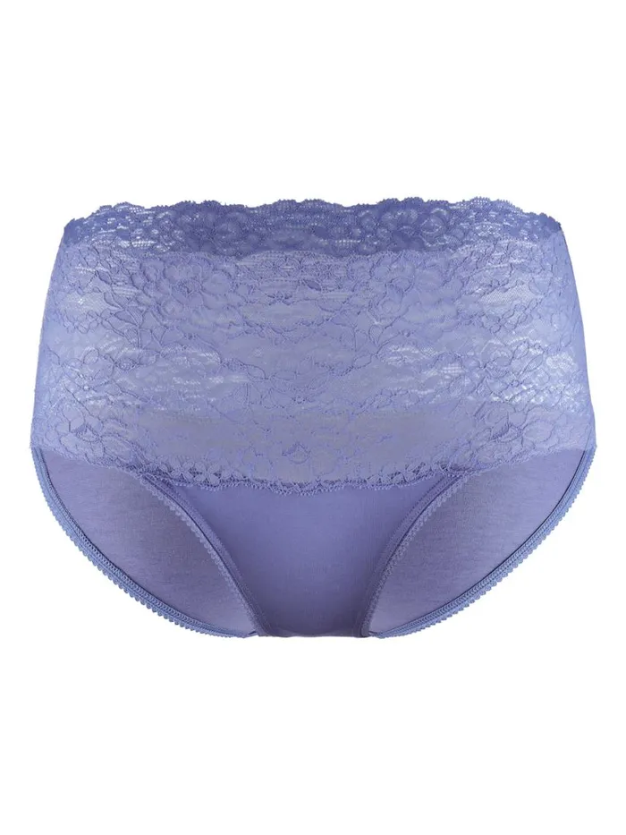 CALIDA Bottoms Women Highwaisted Briefs With Lace Waistband Provence Blue