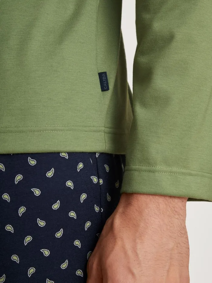 CALIDA Pyjama Tops Men Shirt Longsleeve Olive Oil