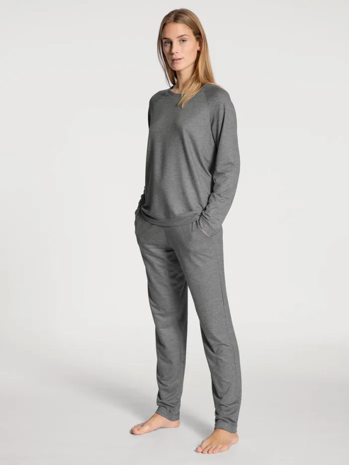 CALIDA Show All Women Shirt Long Sleeve French Terry Urban Grey Mele