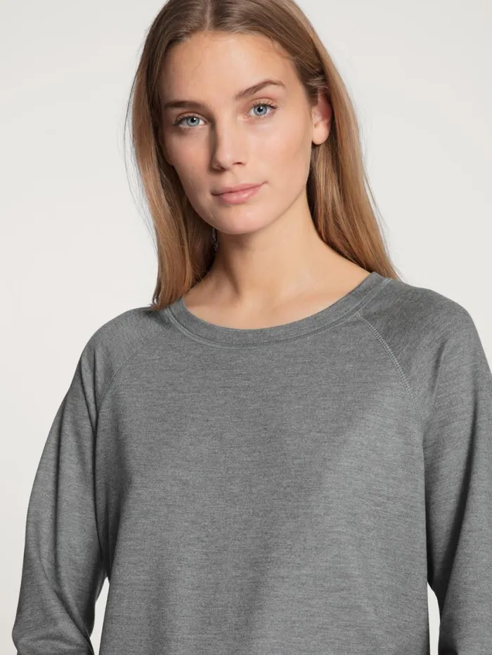 CALIDA Show All Women Shirt Long Sleeve French Terry Urban Grey Mele