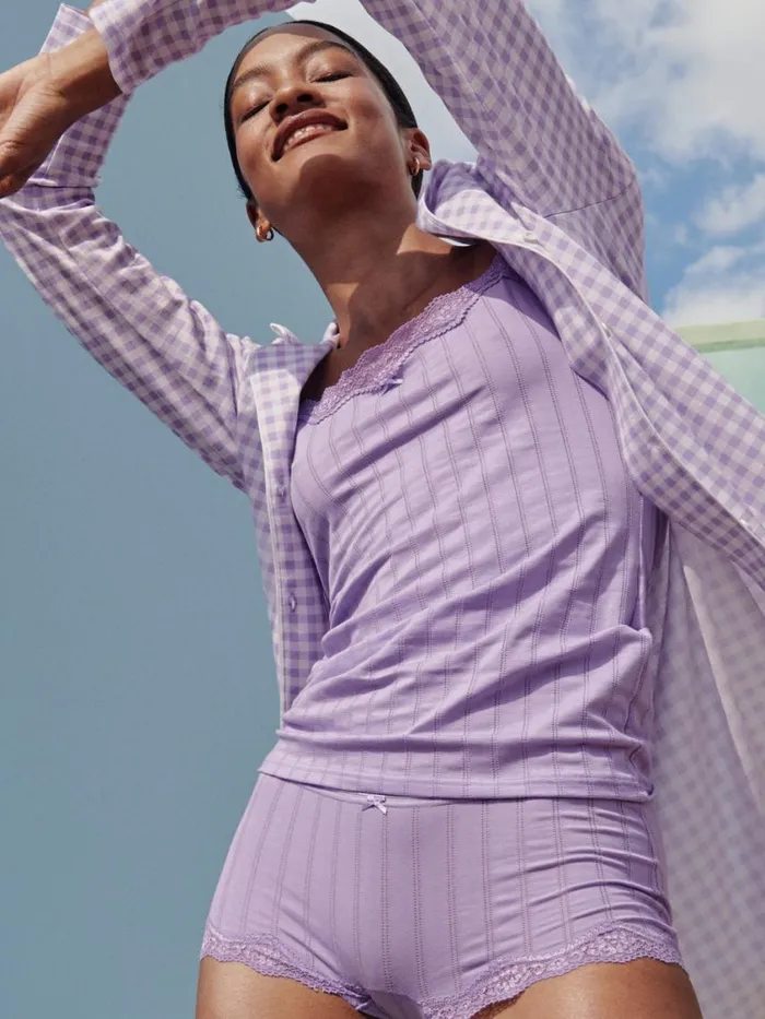 CALIDA Show All Women Sleepshirt Buttoned Through Length 95cm Digital Lavender