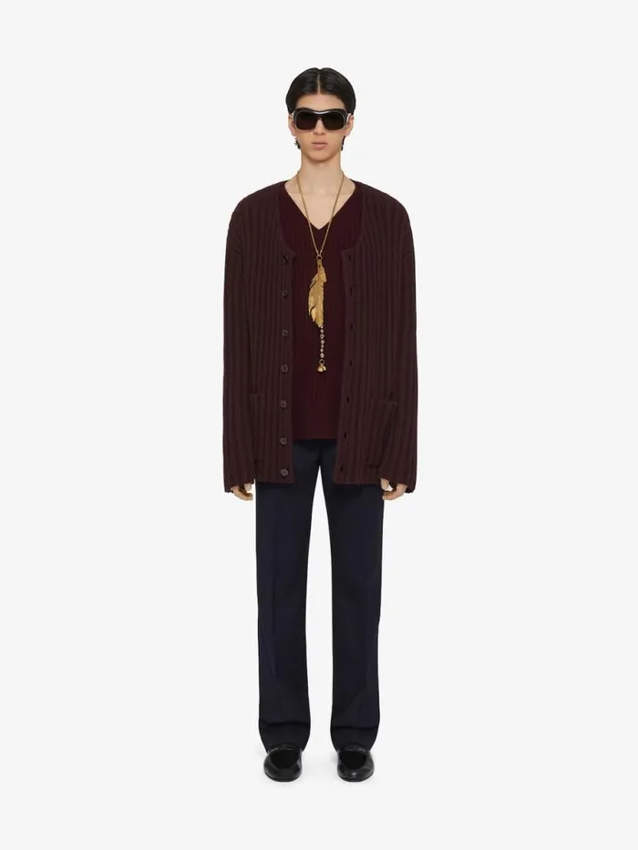 Cardigan In Cashmere Burgundy Men Givenchy Sweaters