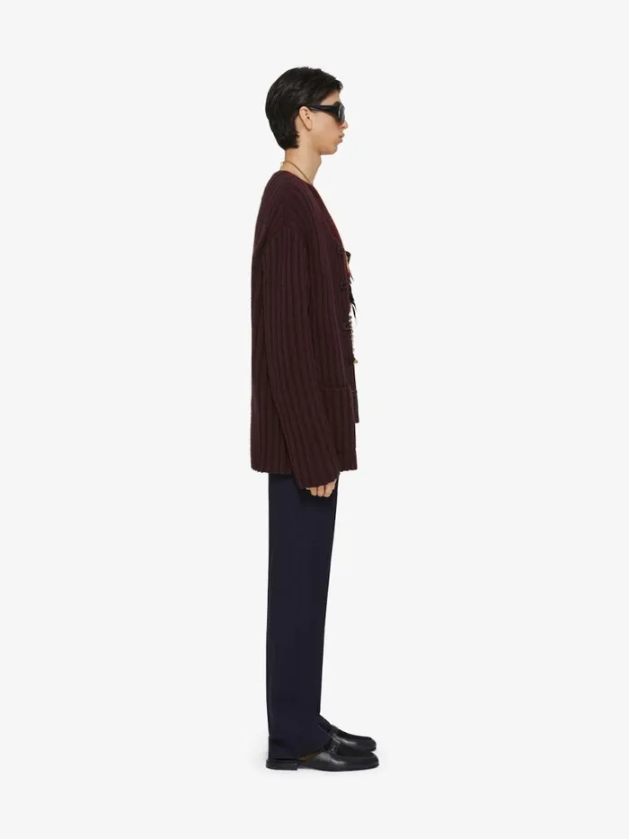 Cardigan In Cashmere Burgundy Men Givenchy Sweaters