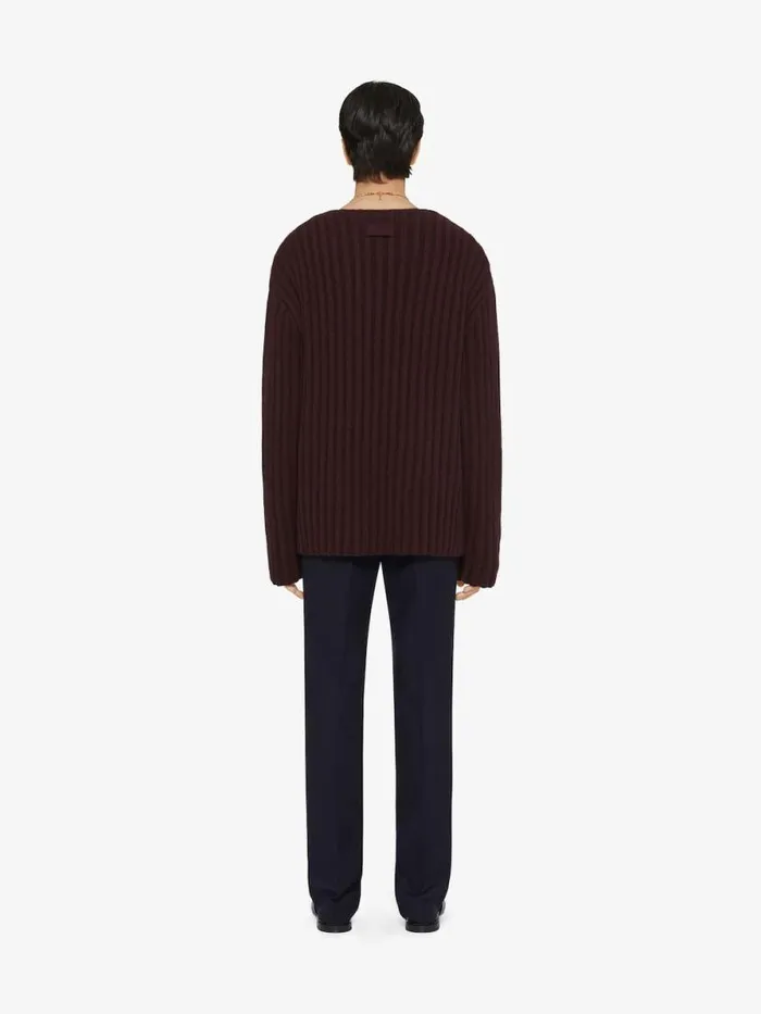 Cardigan In Cashmere Burgundy Men Givenchy Sweaters