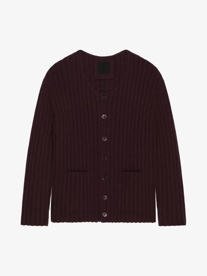 Cardigan In Cashmere Burgundy Men Givenchy Sweaters