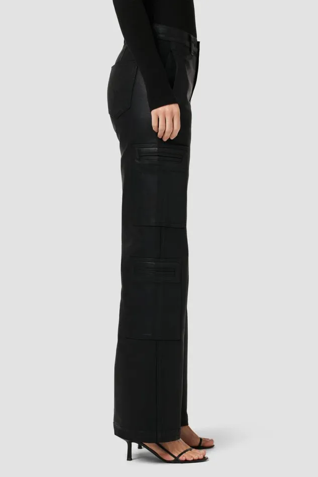 Cargo Women Hudson Jeans HighRise Welt Pocket Wide Leg Cargo Coated Black Beauty Cargo Women Hudson Jeans HighRise Welt Pocket Wide Leg Cargo Coated Black Beauty