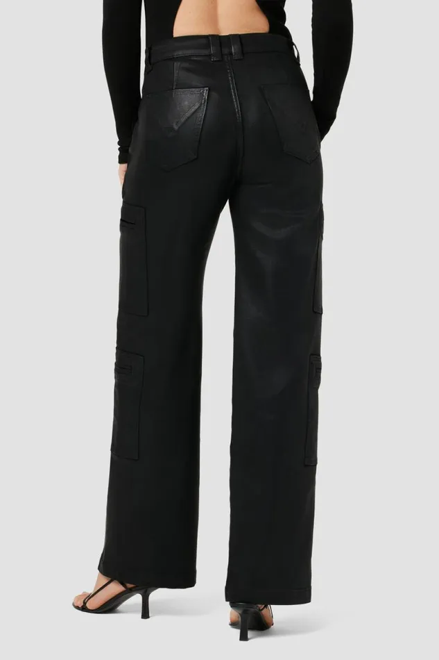 Cargo Women Hudson Jeans HighRise Welt Pocket Wide Leg Cargo Coated Black Beauty Cargo Women Hudson Jeans HighRise Welt Pocket Wide Leg Cargo Coated Black Beauty