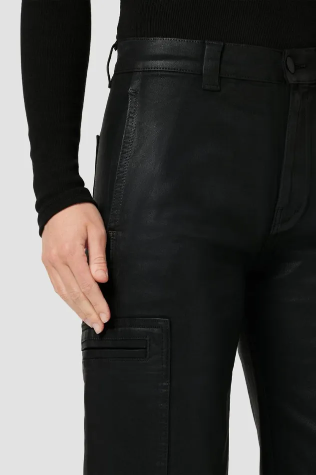Cargo Women Hudson Jeans HighRise Welt Pocket Wide Leg Cargo Coated Black Beauty Cargo Women Hudson Jeans HighRise Welt Pocket Wide Leg Cargo Coated Black Beauty