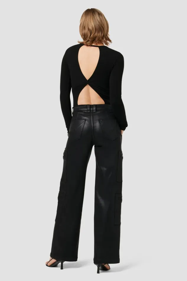 Cargo Women Hudson Jeans HighRise Welt Pocket Wide Leg Cargo Coated Black Beauty Cargo Women Hudson Jeans HighRise Welt Pocket Wide Leg Cargo Coated Black Beauty