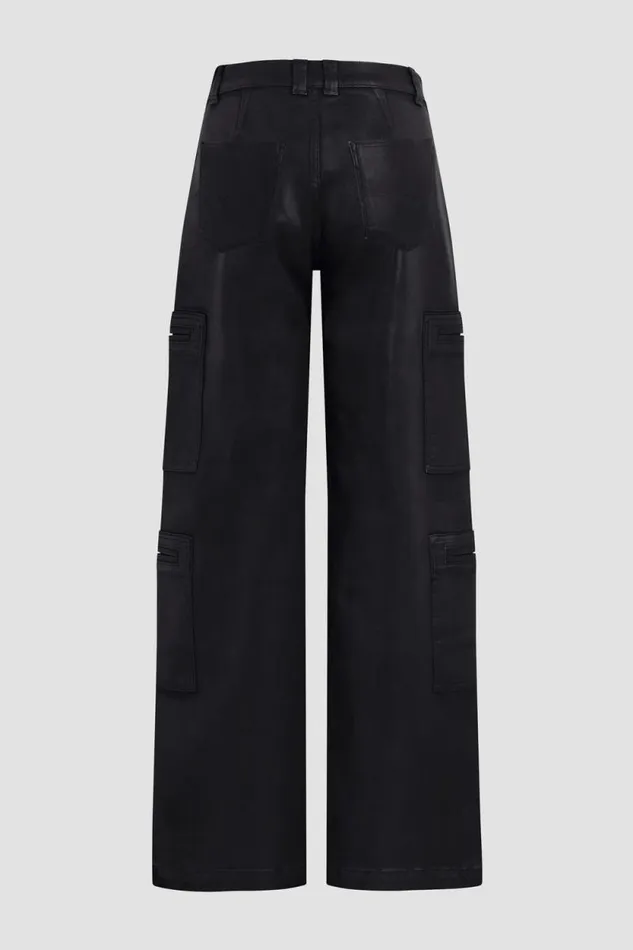 Cargo Women Hudson Jeans HighRise Welt Pocket Wide Leg Cargo Coated Black Beauty Cargo Women Hudson Jeans HighRise Welt Pocket Wide Leg Cargo Coated Black Beauty