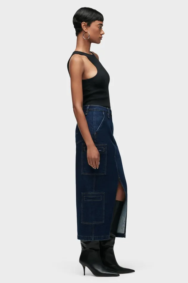 Cargo Women Hudson Jeans Reconstructed Skirt W Cargo Welt Pockets Denim Rinse Cargo Women Hudson Jeans Reconstructed Skirt W Cargo Welt Pockets Denim Rinse