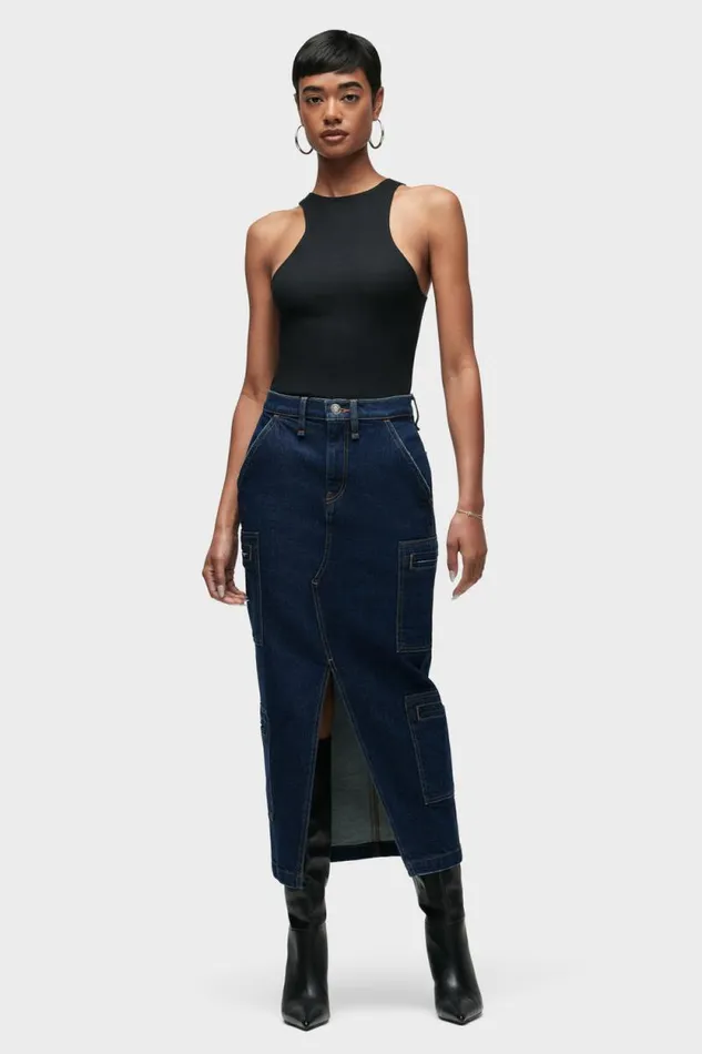 Cargo Women Hudson Jeans Reconstructed Skirt W Cargo Welt Pockets Denim Rinse Cargo Women Hudson Jeans Reconstructed Skirt W Cargo Welt Pockets Denim Rinse