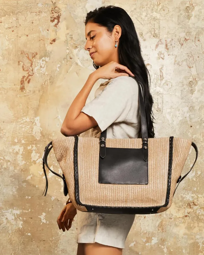 Casablanca Raffia Large Tote Raffia Black Women Aimee Kestenberg Tote Bags