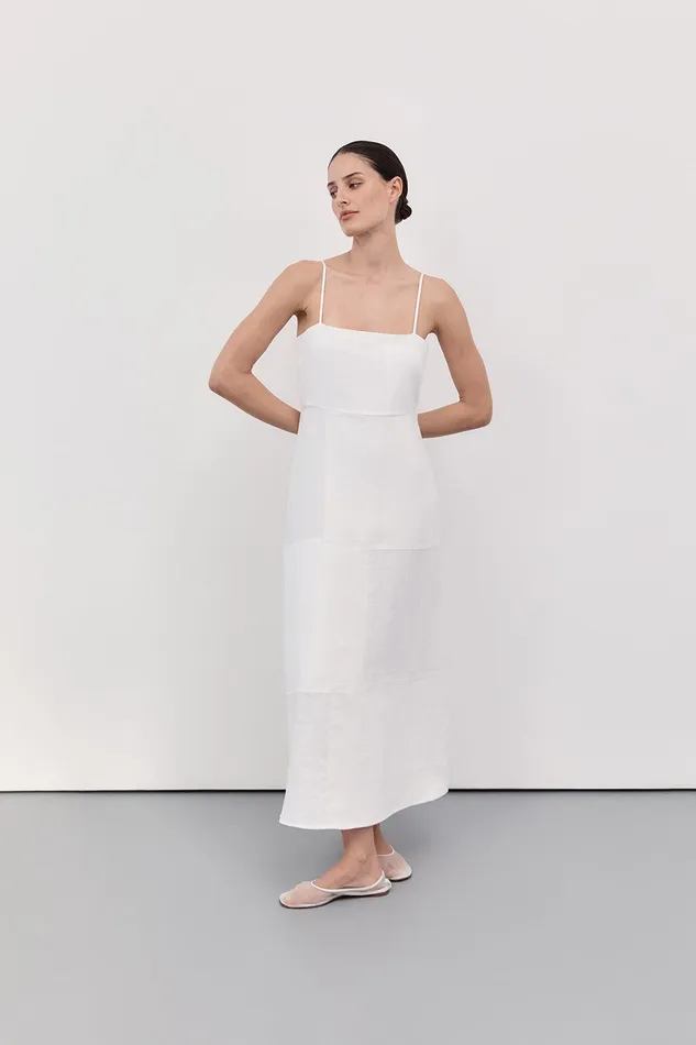 CATIE WHITE PATCHWORK MIDI DRESS Women DISSH White Dresses