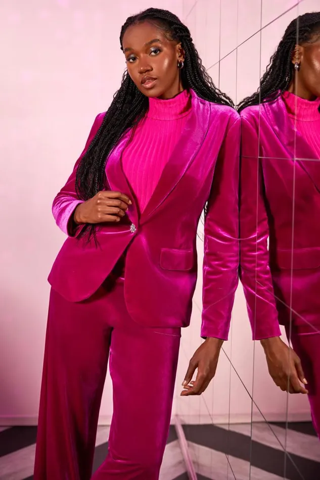 Cerise Ribbed Turtle Neck Jumper Women Roman Tops