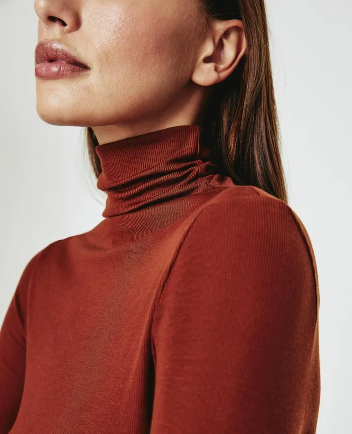 Chels Turtleneck Fired Copper Women AG Jeans Tops and Shirts Chels Turtleneck Fired Copper Women AG Jeans Tops and Shirts