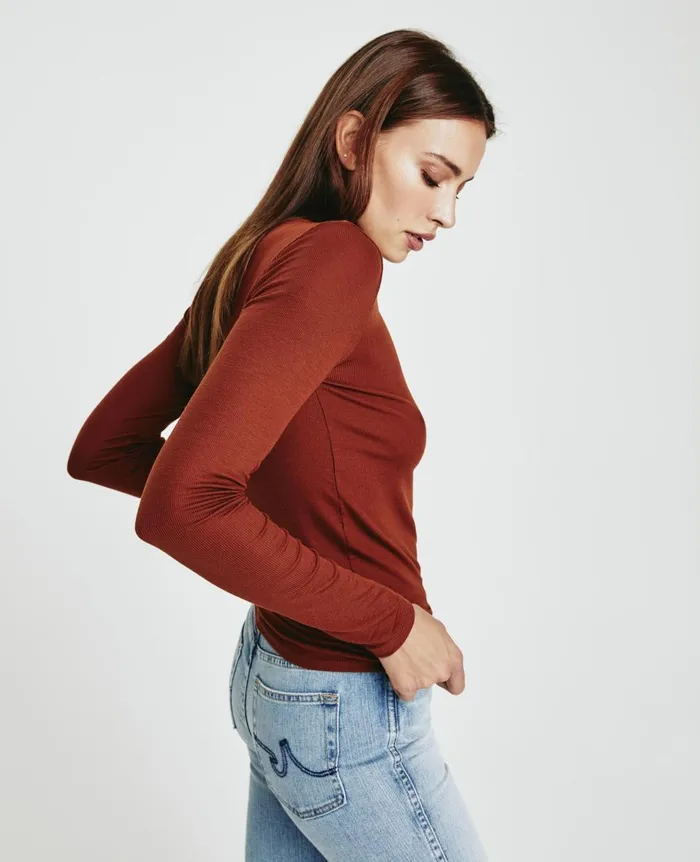 Chels Turtleneck Fired Copper Women AG Jeans Tops and Shirts Chels Turtleneck Fired Copper Women AG Jeans Tops and Shirts