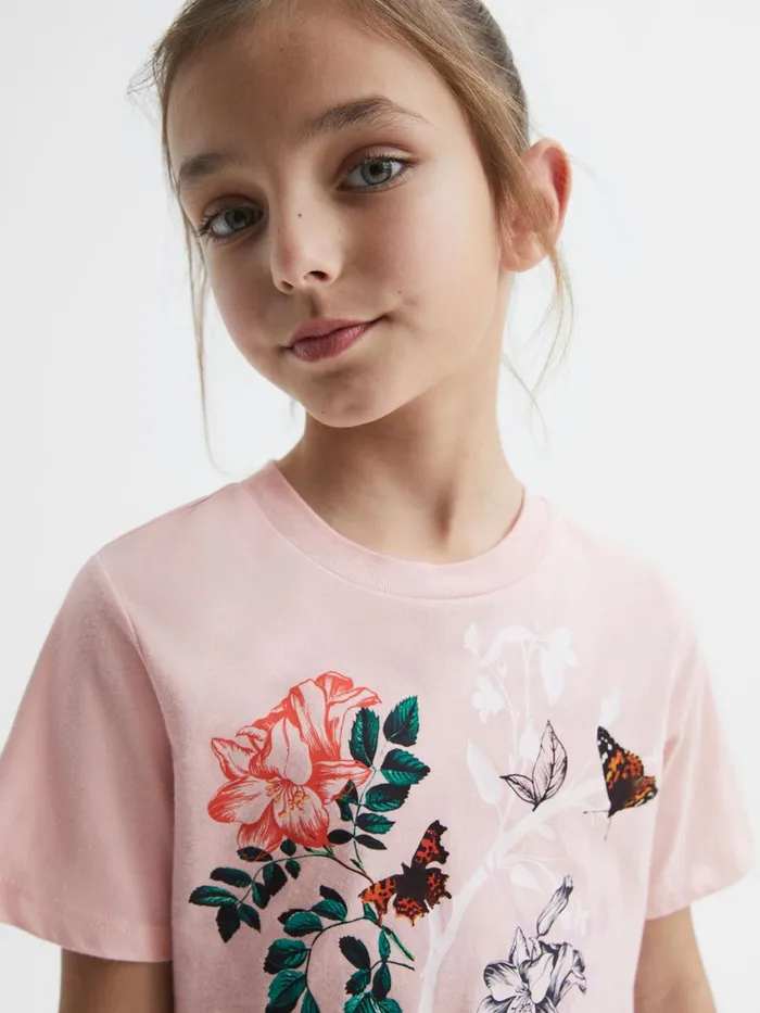 Children Reiss CoOrds Mahlia Printed Set 8211 TShirt And Leggings Pink