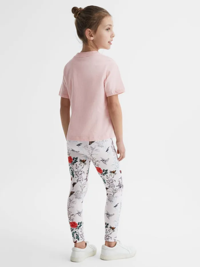 Children Reiss CoOrds Mahlia Printed Set 8211 TShirt And Leggings Pink