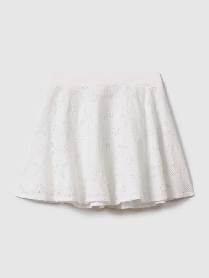 Children Reiss CoOrds Nella Cotton Broderie Lace Skirt Ivory