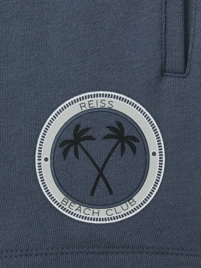 Children Reiss CoOrds Ridley Cotton Motif Sweat Shorts Airforce Blue