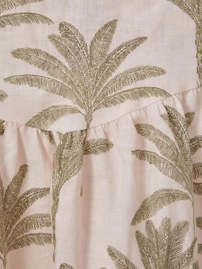 Children Reiss Dresses Klemee LinenCotton Tropical Dress Neutral