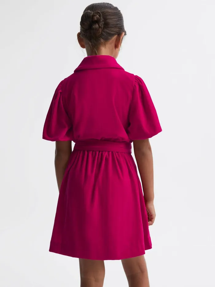 Children Reiss Dresses Nancy Velvet Double Breasted Dress Pink