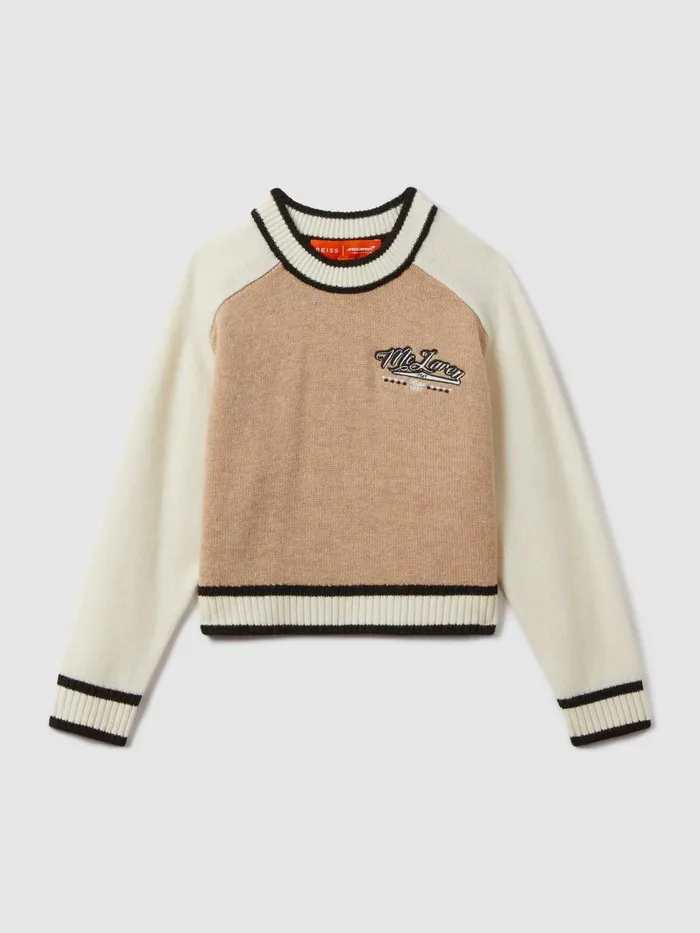 Children Reiss Knitwear F1 Wool Cashmere Cropped Jumper Camelecru