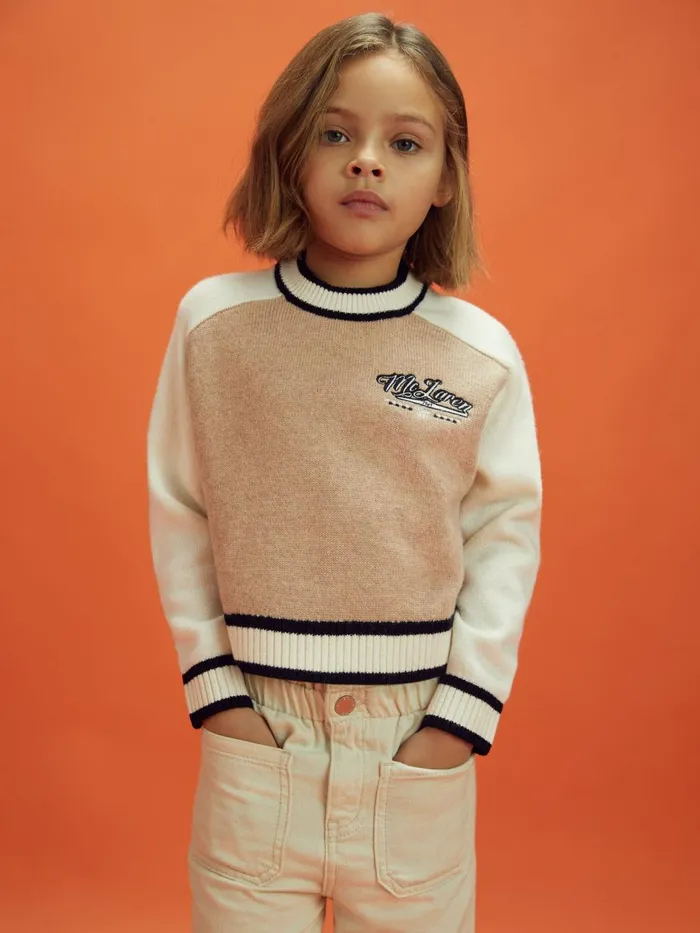 Children Reiss Knitwear F1 Wool Cashmere Cropped Jumper Camelecru