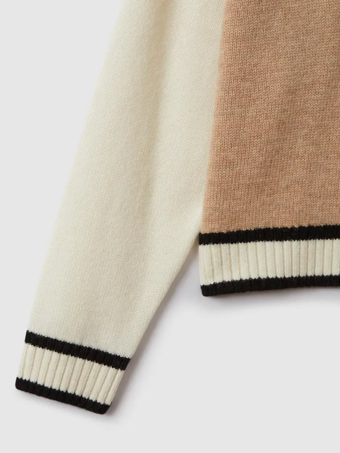 Children Reiss Knitwear F1 Wool Cashmere Cropped Jumper Camelecru