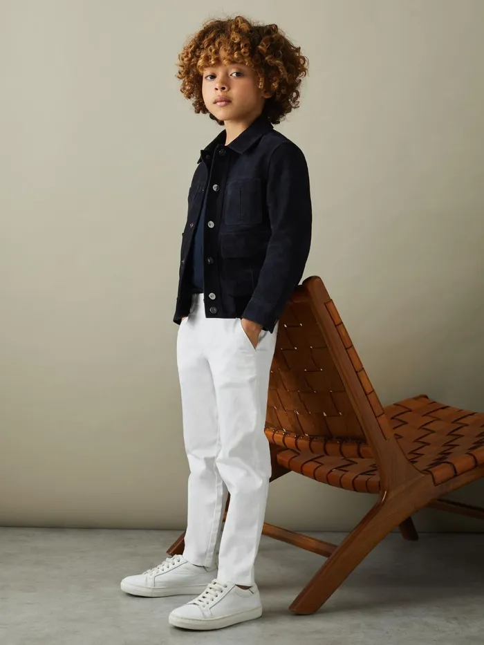 Children Reiss Pants Pitch Slim Fit Casual Chinos White