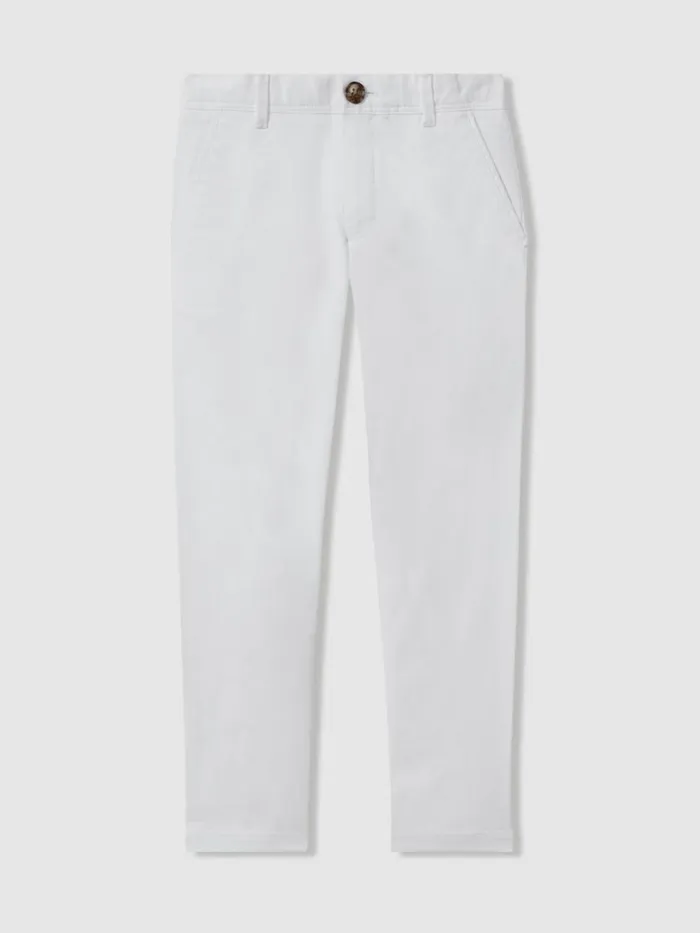 Children Reiss Pants Pitch Slim Fit Casual Chinos White