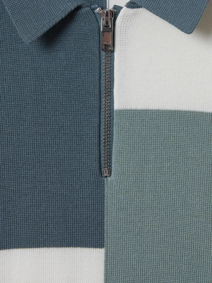Children Reiss Polo Shirts Delta Colourblock HalfZip Polo Shirt Sage