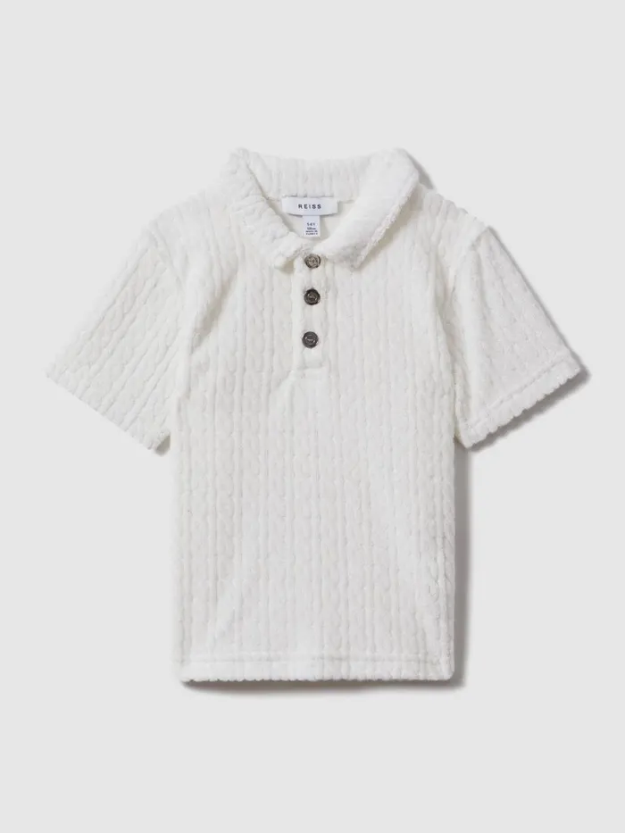 Children Reiss Polo Shirts Iggy Towelling Polo Shirt White