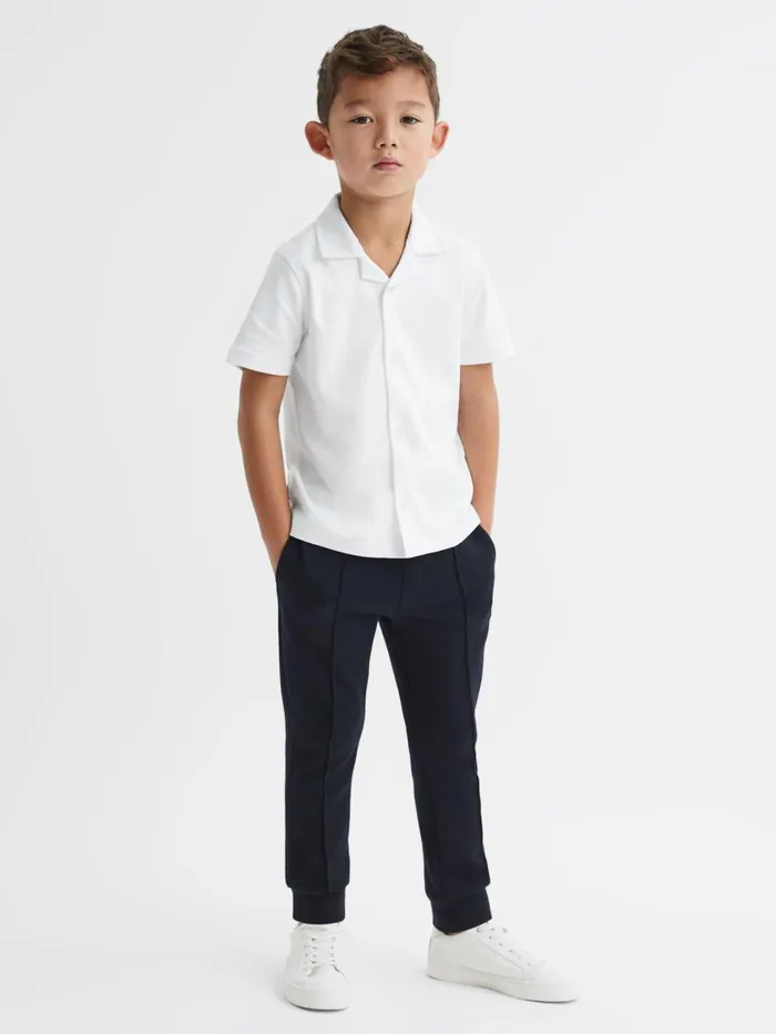 Children Reiss Shirts Caspa Cotton Cuban Collar Shirt White