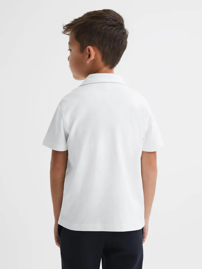 Children Reiss Shirts Caspa Cotton Cuban Collar Shirt White