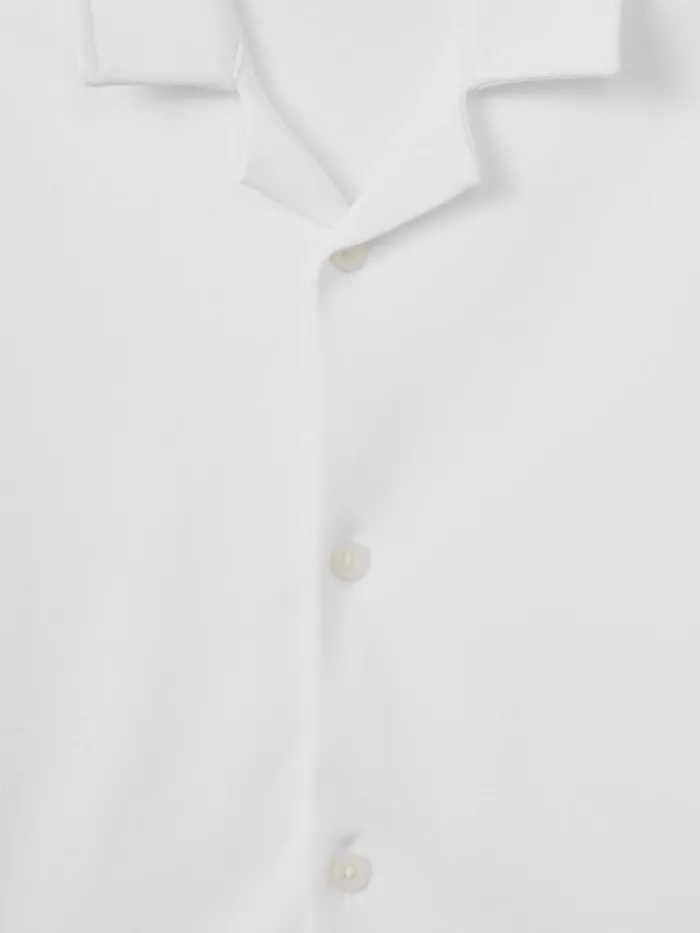 Children Reiss Shirts Caspa Cotton Cuban Collar Shirt White