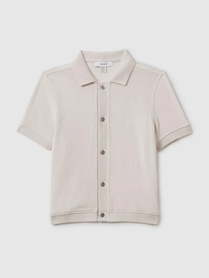 Children Reiss Shirts Eden Towelling Cuban Collar Shirt Off White