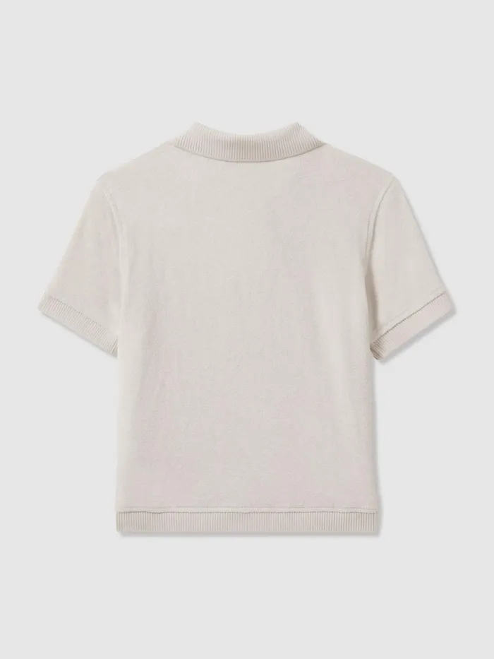 Children Reiss Shirts Eden Towelling Cuban Collar Shirt Off White