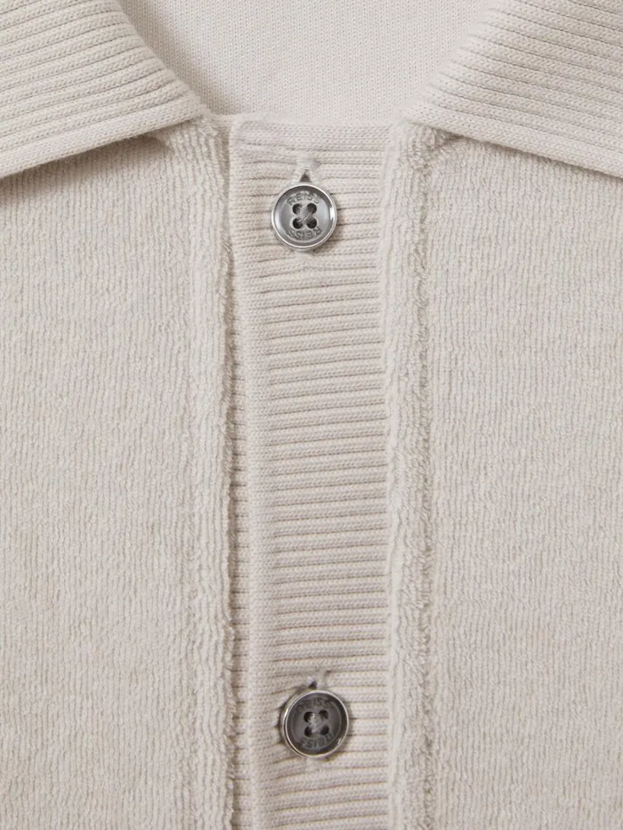 Children Reiss Shirts Eden Towelling Cuban Collar Shirt Off White