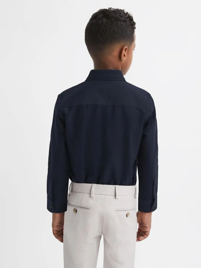 Children Reiss Shirts Matis Slim Fit ButtonDown Collar Motif Shirt Navy