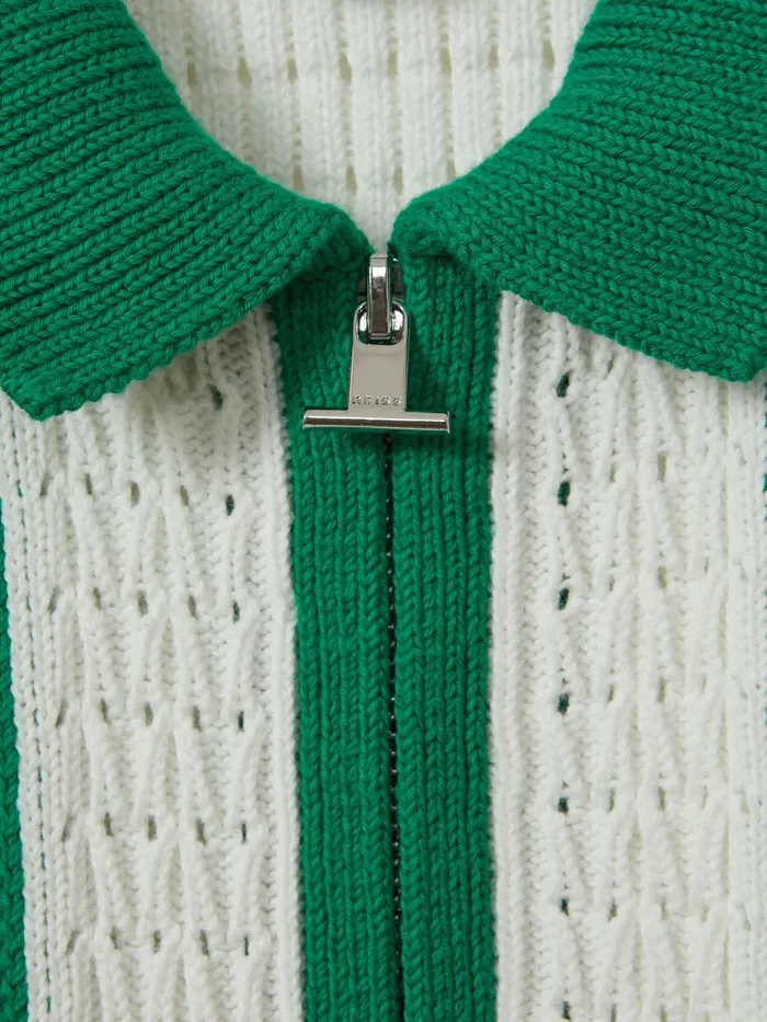 Children Reiss Shirts Painter Knitted Cotton Zip Front Shirt Whitebright Green