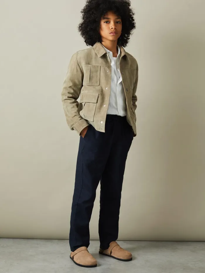 Children Reiss Shirts Ruban Linen Cutaway Collar Shirt White