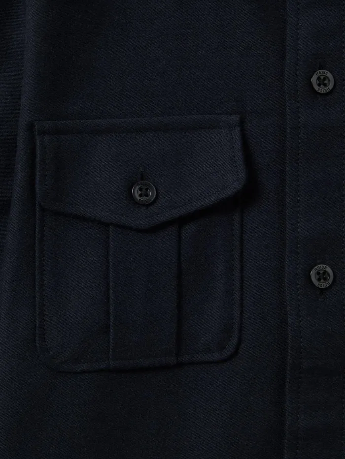 Children Reiss Shirts Thomas Brushed Cotton Patch Pocket Overshirt Navy