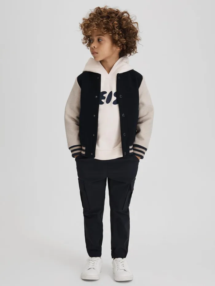 Children Reiss Sweats and Hoodies Adel Oversized Cotton Motif Hoodie Ecru