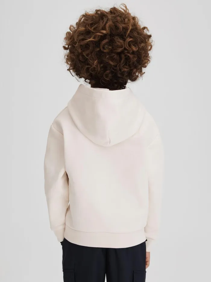 Children Reiss Sweats and Hoodies Adel Oversized Cotton Motif Hoodie Ecru