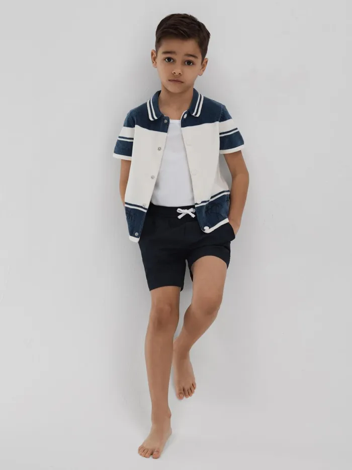 Children Reiss Swimwear Shore Plain Drawstring Waist Swim Shorts Navy