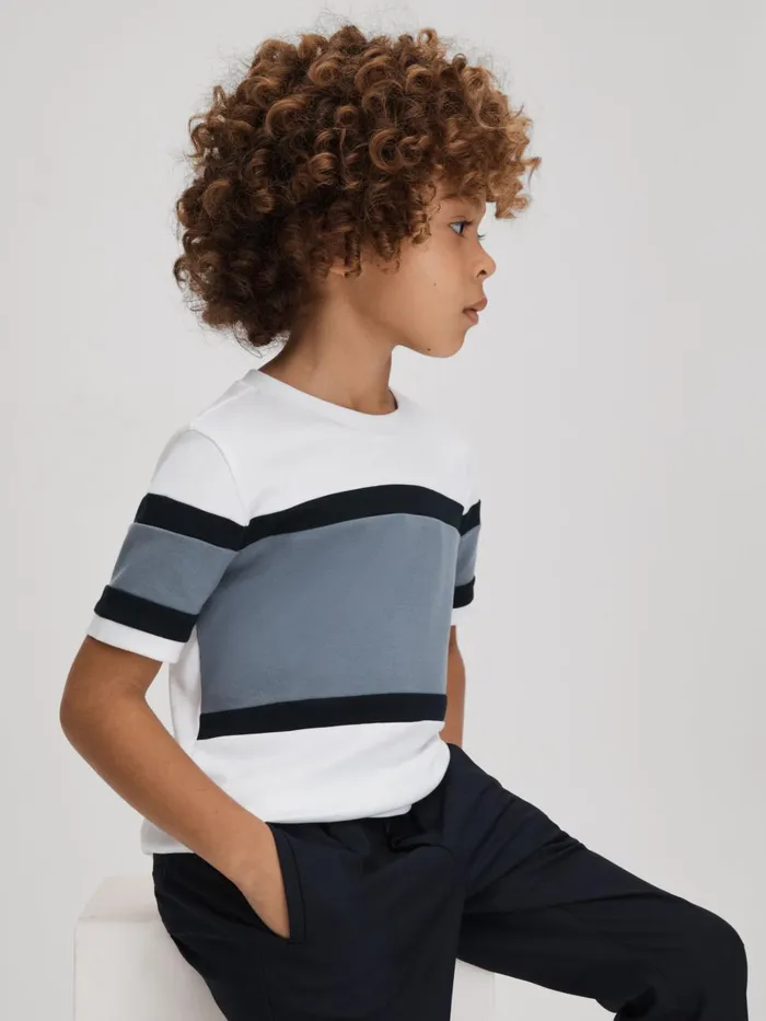 Children Reiss TShirts Auckland Cotton Colourblock Crew Neck TShirt Airforce Blue Children Reiss TShirts Auckland Cotton Colourblock Crew Neck TShirt Airforce Blue