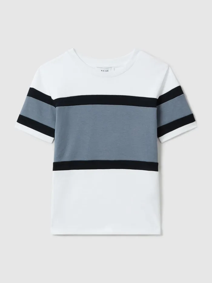 Children Reiss TShirts Auckland Cotton Colourblock Crew Neck TShirt Airforce Blue