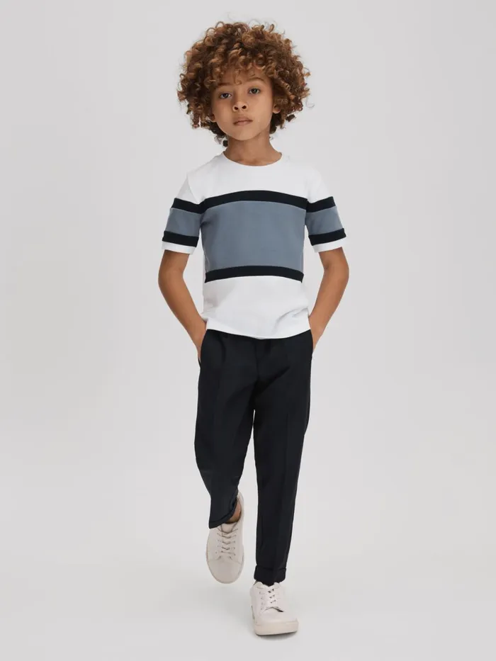 Children Reiss TShirts Auckland Cotton Colourblock Crew Neck TShirt Airforce Blue